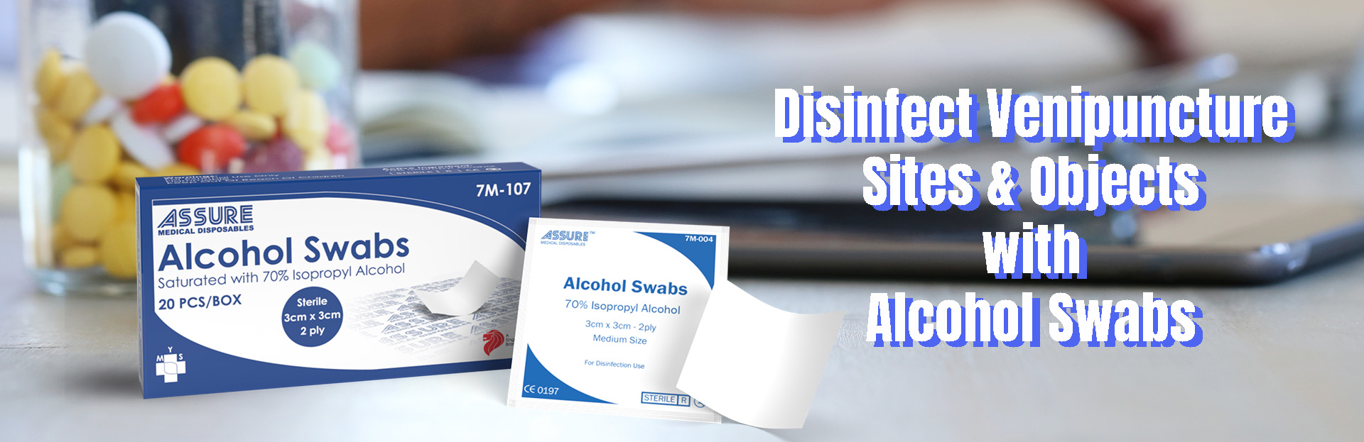 ASSURE-7M-107 alcohol swabs 20pcs/box